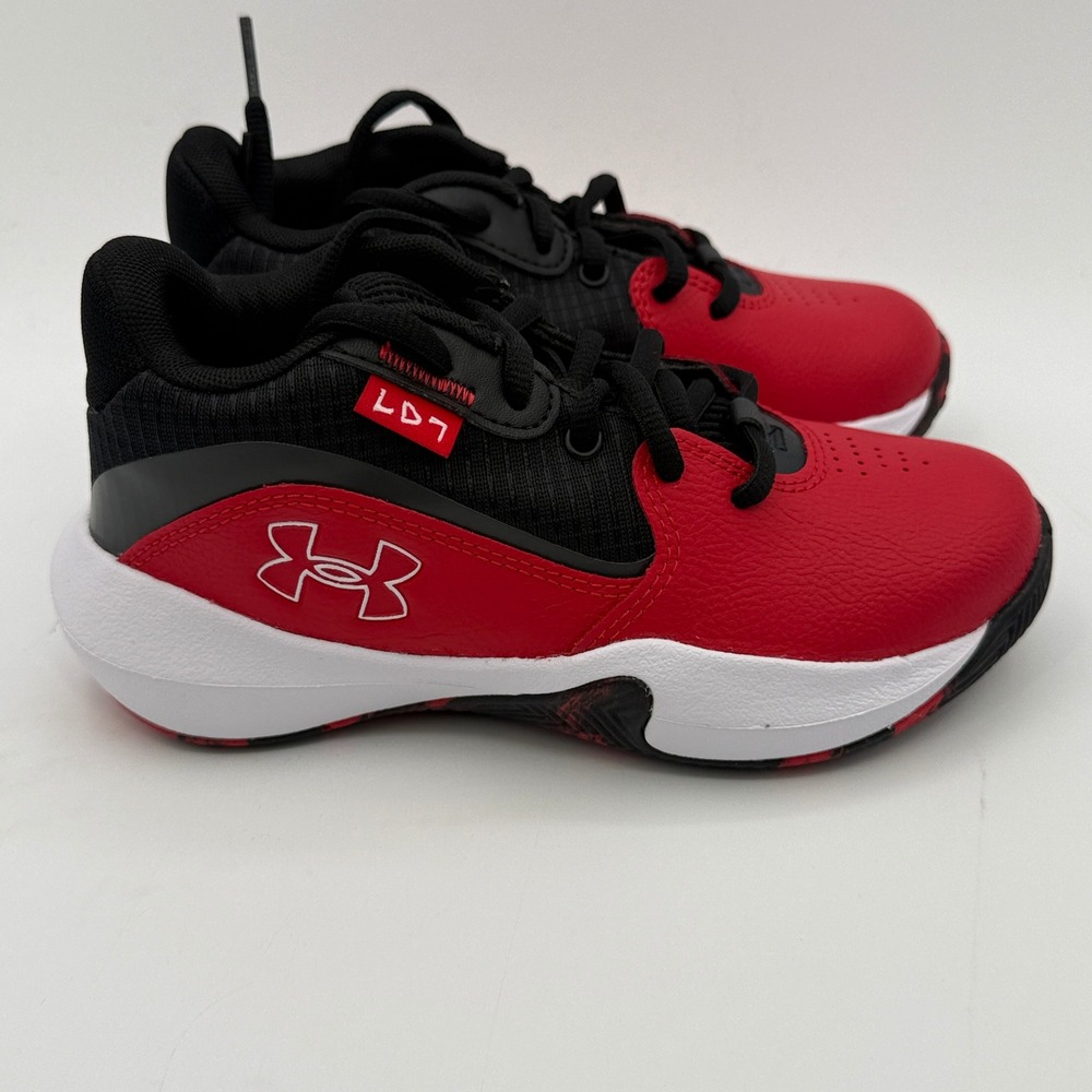 Under Armour Lockdown 7 Shoes Kids Size 13K Red Black Basketball 3028514-600